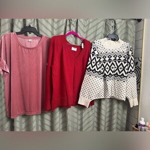 Bundle lot of two sweaters and one blouse size XL